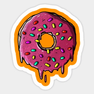 Melting Pink Donut Sticker Sticker